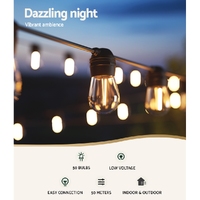50m Solar Festoon Lights Outdoor LED String Light Christmas Party Decorations thumbnail