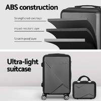 Wanderlite 2Set 20 Inch Luggage Case with 12 Inch Handheld Luggage Box Hard Shell Travel Suitcase TSA Lock Black thumbnail