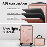 Wanderlite 2Set 20 Inch Luggage Case with 12 Inch Handheld Luggage Box Hard Shell Travel Suitcase TSA Lock  Rose Gold thumbnail