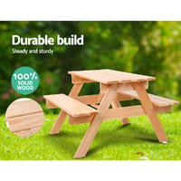 Keezi Kids Wooden Picnic Table Set with Umbrella thumbnail
