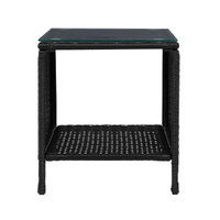 Gardeon Coffee Side Table Wicker Desk Rattan Outdoor Furniture Garden Black thumbnail