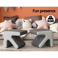 Artiss Ottoman Foot Stool Arrow Linen Grey thumbnail