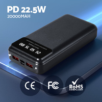 20000mAh Portable Power Bank PD22.5W Quick Charging Fast Charger for Phone Black thumbnail