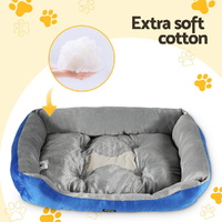 i.Pet Pet Bed Dog Cat Calming Soft Mat Sleeping Comfy Plush Cave Washable Blue thumbnail