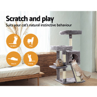 i.Pet Cat Tree 103cm Tower Scratching Post Scratcher Wood Condo House Trees Grey thumbnail