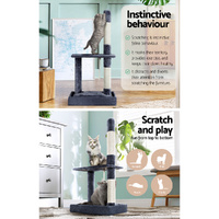 i.Pet Cat Tree 102cm Scratching Post Tower Scratcher Condo House Board Grey thumbnail