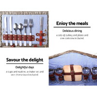 Alfresco 4 Person Picnic Basket Set Baskets Insulated Blanket Bag thumbnail