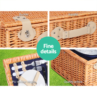 Alfresco 4 Person Picnic Basket Set Cooler Bag Insulated Blanket thumbnail