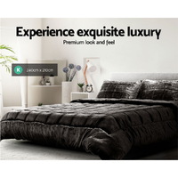 Giselle Bedding Faux Mink Quilt Charcoal King thumbnail