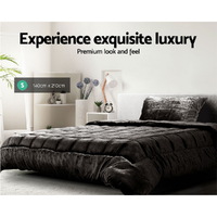 Giselle Bedding Faux Mink Quilt Charcoal Single thumbnail