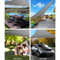 Instahut Shade Sail 6x6x6m Triangle 280GSM 98% Grey Shade Cloth thumbnail