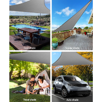 Instahut Shade Sail 5x5x5m Triangle 280GSM 98% Grey Shade Cloth thumbnail