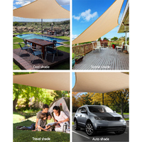 Instahut Waterproof Shade Sail 3x5m Rectangle Sand 95% Shade Cloth thumbnail