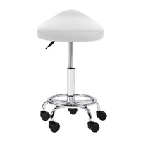 Artiss Salon Stool Saddle Swivel Chair White thumbnail
