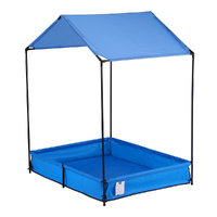 Keezi Kids Sandpit Metal Sandbox Sand Pit with Canopy Cover Outdoor Toys 120cm thumbnail