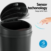 Devanti Sensor Bin Motion Rubbish Bins Kitchen Automatic Trash Can Black 9L thumbnail