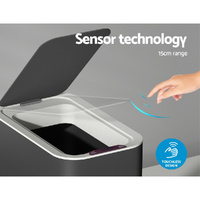 Devanti 9L Motion Sensor Bin Rubbish Automatic Ash Black thumbnail