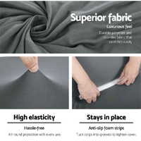 Artiss Sofa Cover Couch Covers 3 Seater Stretch Grey thumbnail