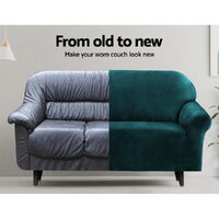 Artiss Sofa Cover Couch Covers 3 Seater Velvet Agate Green thumbnail