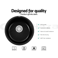 Cefito Stone Kitchen Sink Round 430MM Granite Under/Topmount Basin Bowl Laundry Black thumbnail