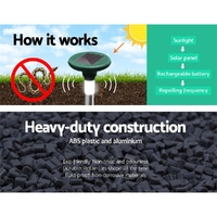 Gardeon 6X LED Solar Snake Repeller Pulse Plus Ultrasonic Pest Rodent Repellent thumbnail