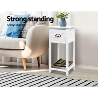 Artiss Bedside Table Vintage - THYME White thumbnail