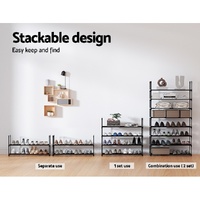 Artiss Shoe Rack 4-tier 16 Pairs Stackable Black thumbnail