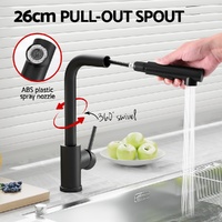 Kitchen Mixer Tap Pull Out Rectangle 2 Mode Sink Basin Faucet Swivel WELS Black thumbnail
