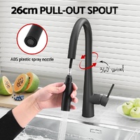 Kitchen Mixer Tap Pull Out Round 2 Mode Sink Basin Faucet Swivel WELS Black thumbnail
