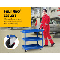 Giantz 3-Tier Tool Cart Trolley Workshop Garage Storage Organizer Blue thumbnail