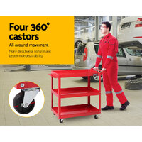 Giantz 3-Tier Tool Cart Trolley Workshop Garage Storage Organizer Red thumbnail