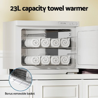 Devanti 23L Towel Warmer UV Sterilizer Heater Cabinet Beauty SPA Salon White thumbnail