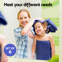 6 Pack Bath Towels Set Cotton Towel Navy thumbnail