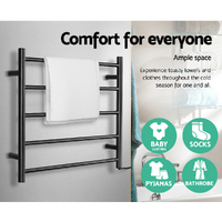 Devanti Electric Heated Towel Rail Rack 5 Bars Wall Mounted Clothes Dry Warmer thumbnail