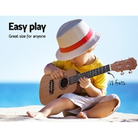 Alpha 23" Ukulele Natural Mahogany Concert Beginner Gift w/ Carry Bag thumbnail