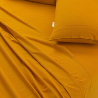 Elan Linen 100% Egyptian Cotton Vintage Washed 500TC Mustard Double Bed Sheets Set thumbnail