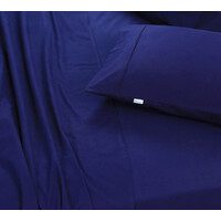 Elan Linen 100% Egyptian Cotton Vintage Washed 500TC Navy Blue 50 cm Deep Mega Queen Bed Sheets Set thumbnail