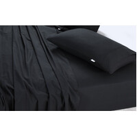 Elan Linen 100% Egyptian Cotton Vintage Washed 500TC Charcoal Queen Bed Sheets Set thumbnail