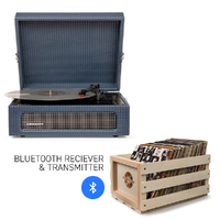 CROSLEY Crosley Voyager Navy - Bluetooth Portable Turntable  & Record Storage Crate thumbnail