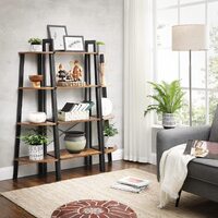Rustic brown and black steel Metal Frame 4 Tier bookshelf thumbnail