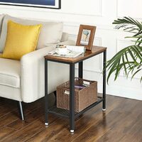 Industrial Side Table 2-Tier With Mesh and Metal Frame Rustic Brown thumbnail