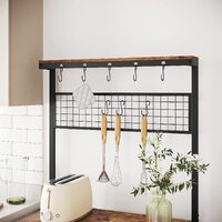 Industrial Kitchen Baker's Rack with Storage Shelves 10 Hooks and Metal Mesh Shelf 84 x 40 x 170 cm Rustic Brown thumbnail