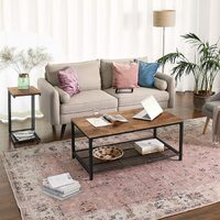 Bedside Table with Mesh Shelf, Rustic Brown thumbnail