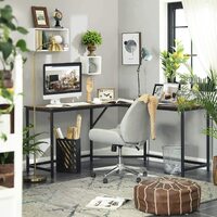 L-Shaped Computer Desk, Rustic Brown and Black thumbnail