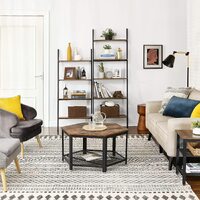 5-Tier Bookshelf Rack, Rustic Brown and Black thumbnail