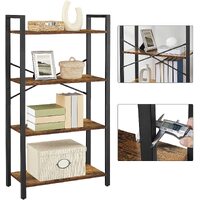 4-Tier  Storage Rack with Steel Frame, 120 cm High, Rustic Brown and Black thumbnail