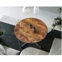 Round Coffee Table Rustic Brown and Black thumbnail