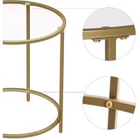 Gold Round Side Table with Golden Metal Frame Robust and Stable thumbnail