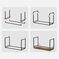 Home Office Desk with 8 Hooks 140 x 60 x 75 cm Rustic Brown and Black thumbnail