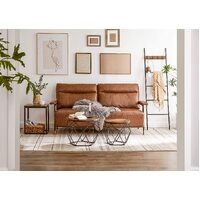 Set of 2 Side Tables Robust Steel Frame Rustic Brown and Black thumbnail